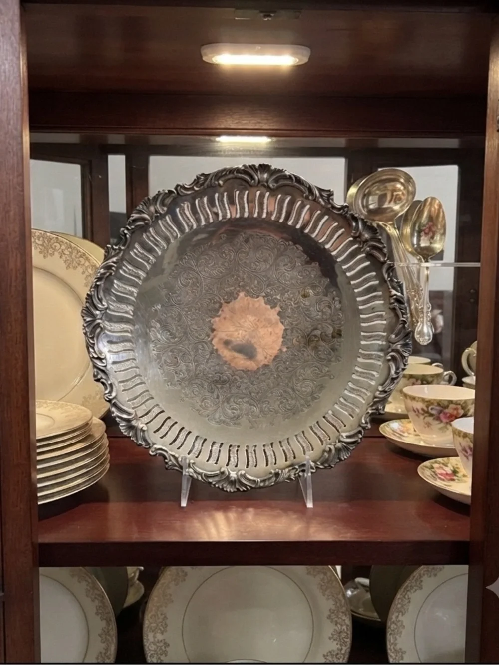 Vintage Old English Reproduction E P on Copper Serving Tray Plate 10